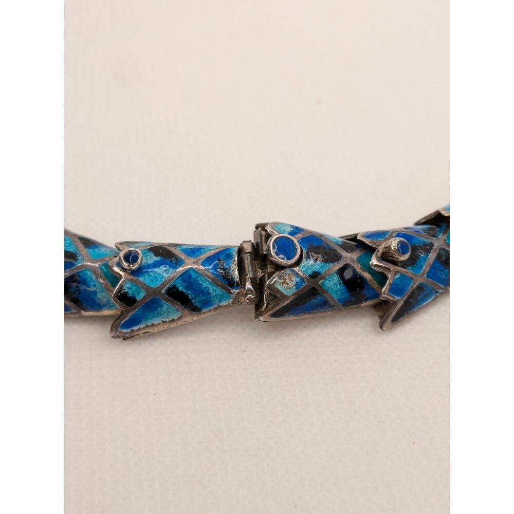 Margot de Taxco/Jeronimo Fuentes Sterling Blue Enamel Snake Necklace & Bracelet - Picture 12 of 12